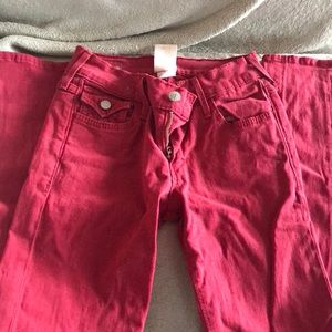 dark red true religion jeans